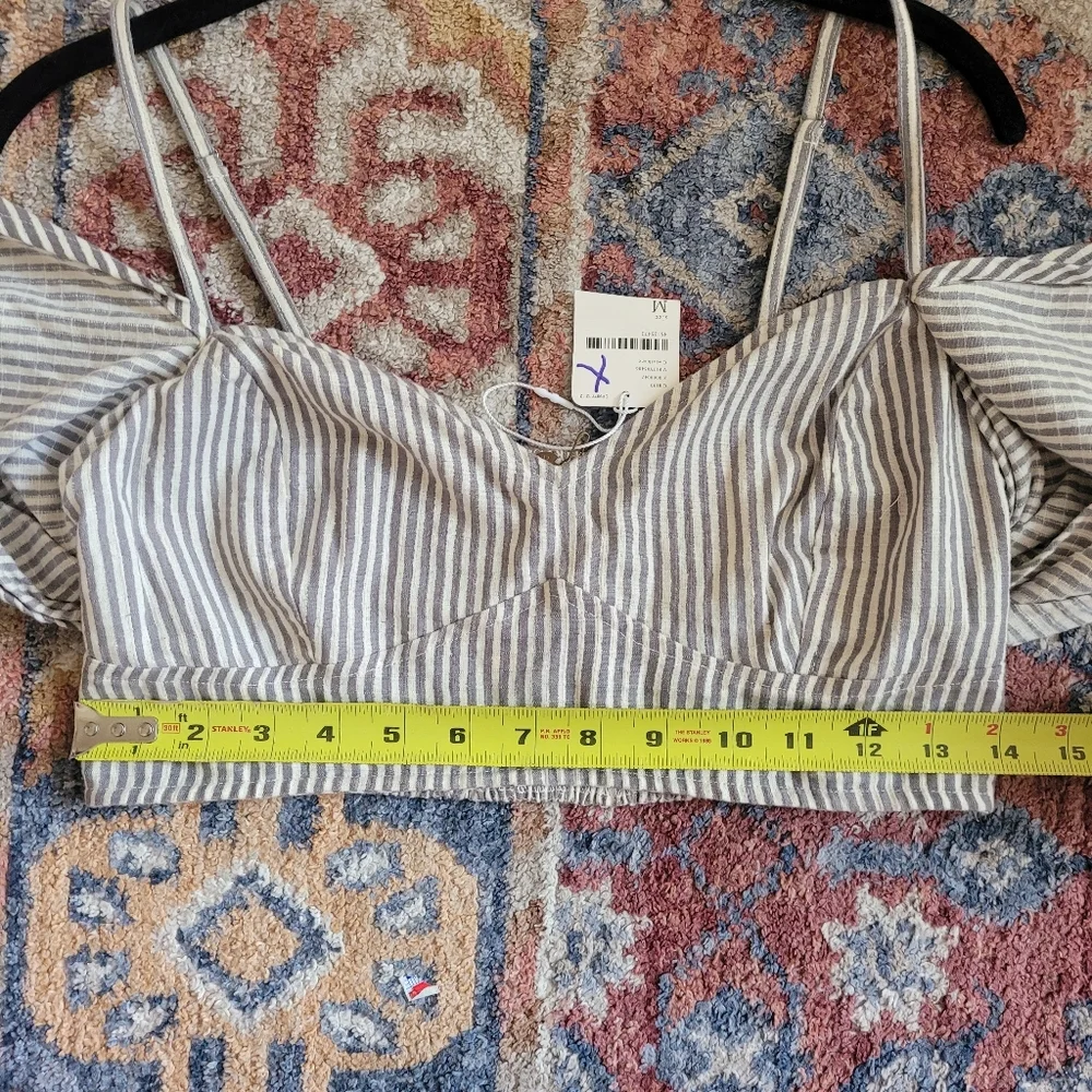 Free People NWT One Railroad Twin‎ Ties Striped Tie Top Cropped Medium
